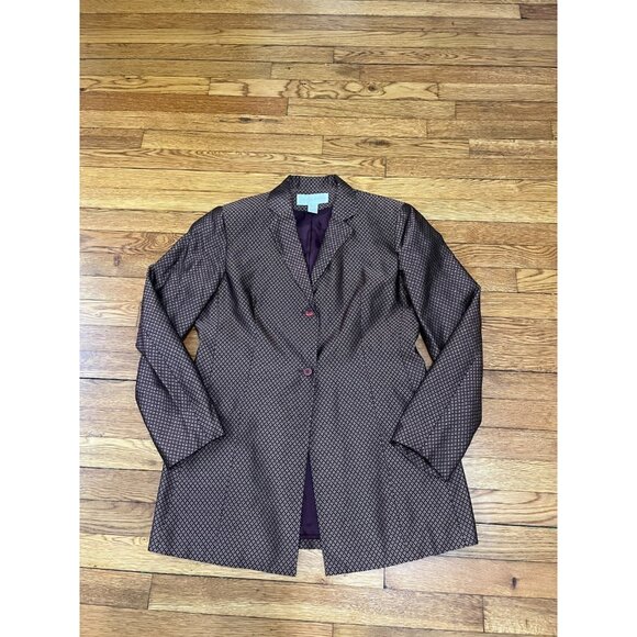Jones New York Silk Blazer Jacket Women's Size 12 Mid Length 2 Button VINTAGE - Picture 1 of 4